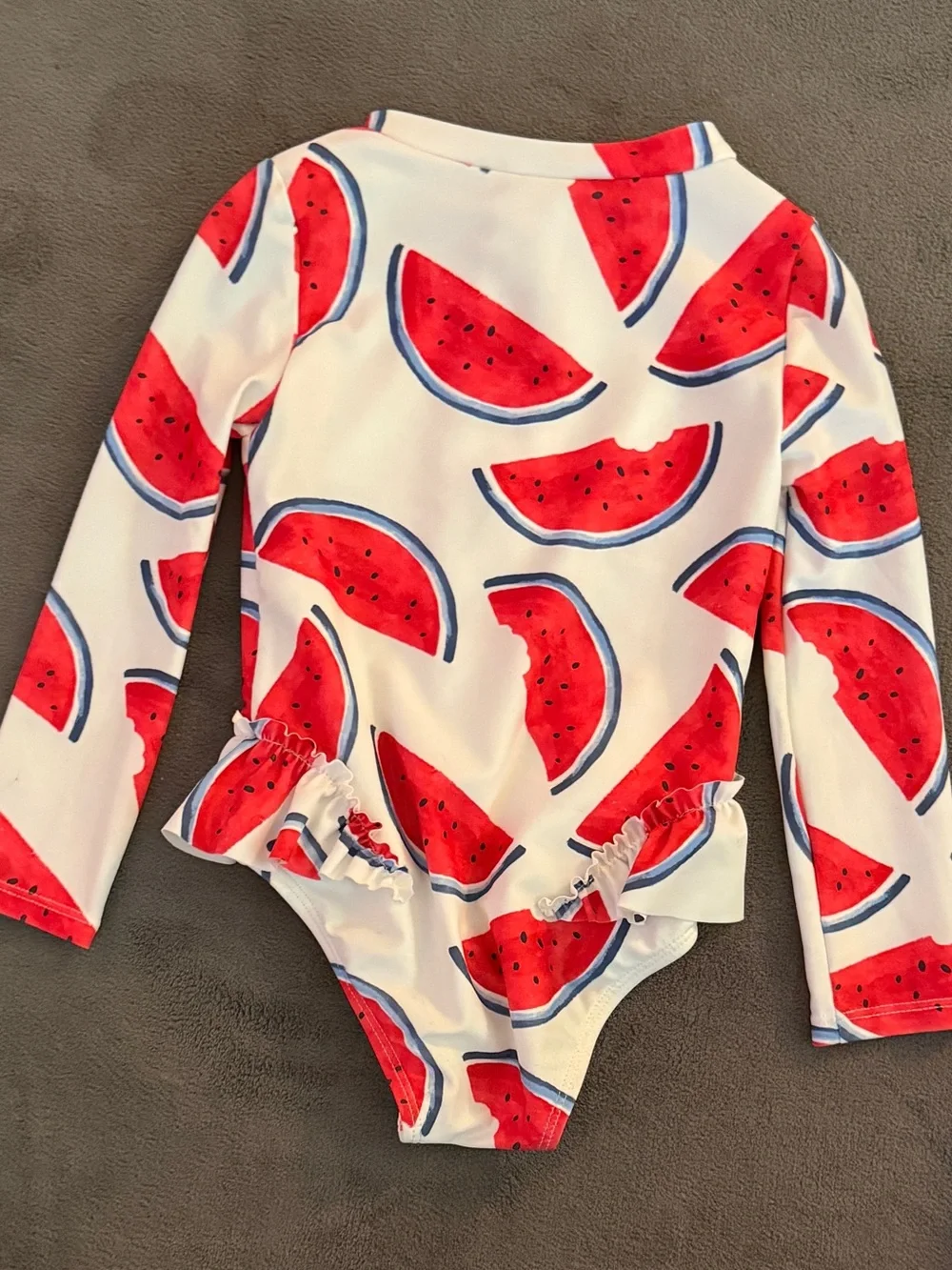 Carter's White and Red Watermelon Long-Sleeve Rashguard Swimsuit